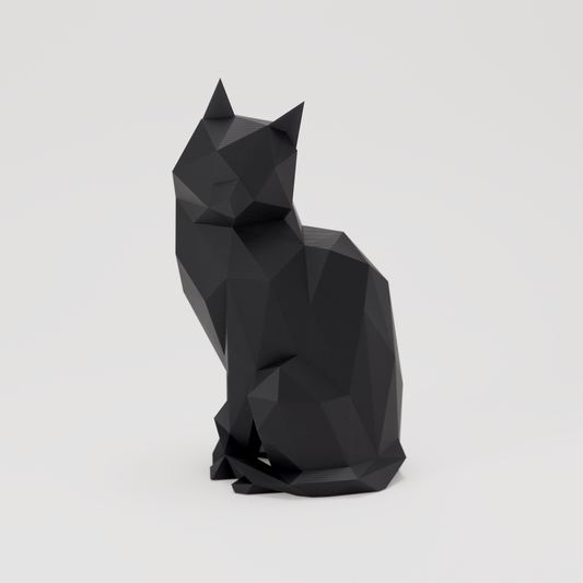 Low Poly Modern Cat Sculpture