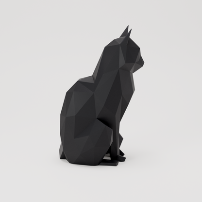 Low Poly Modern Cat Sculpture - Side Profile (premium)