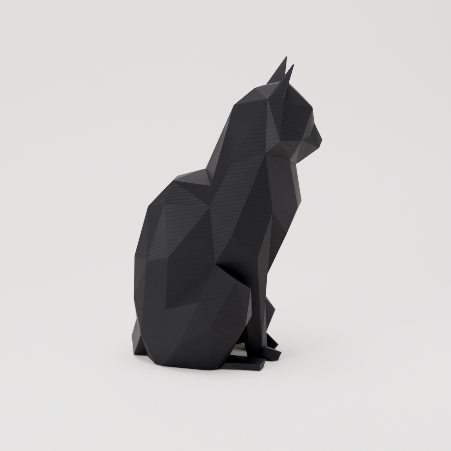 Low Poly Modern Cat Sculpture - Side Profile