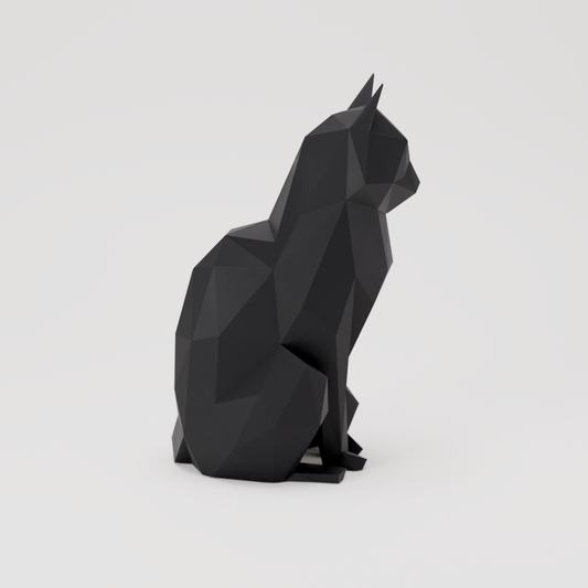 Low Poly Modern Cat Sculpture - Side Profile